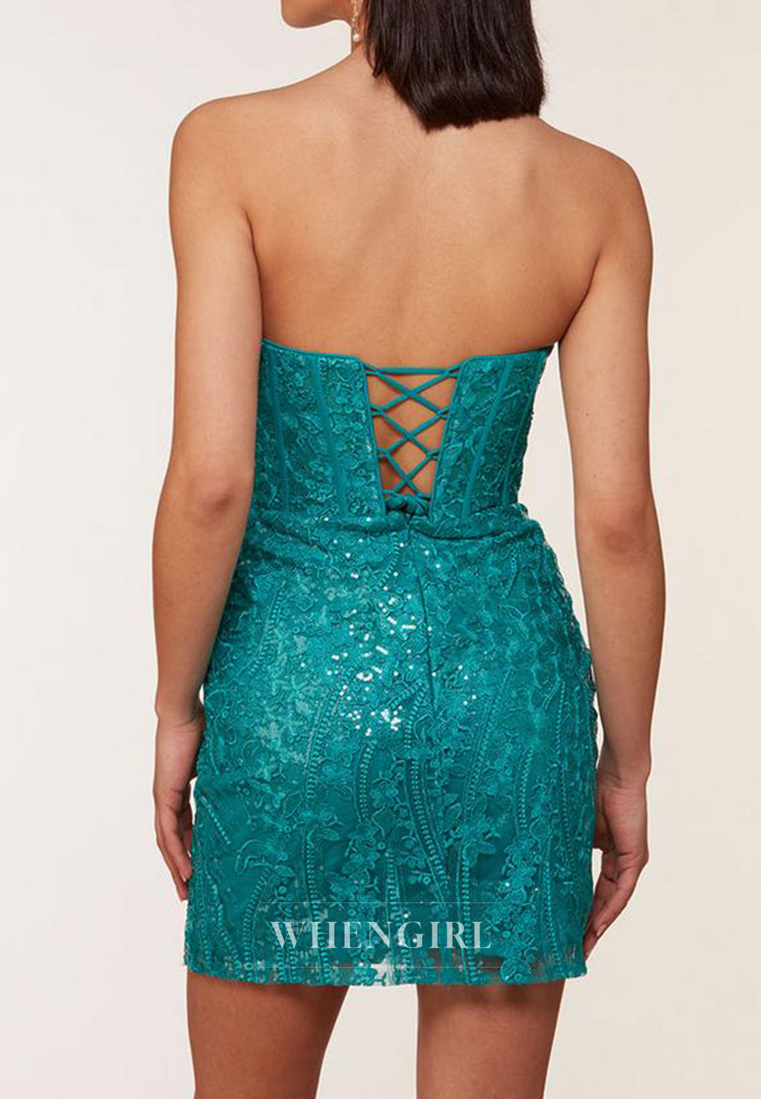 Tube Top Side Slit Strapless Sequins Beading Corset Homecoming Dress