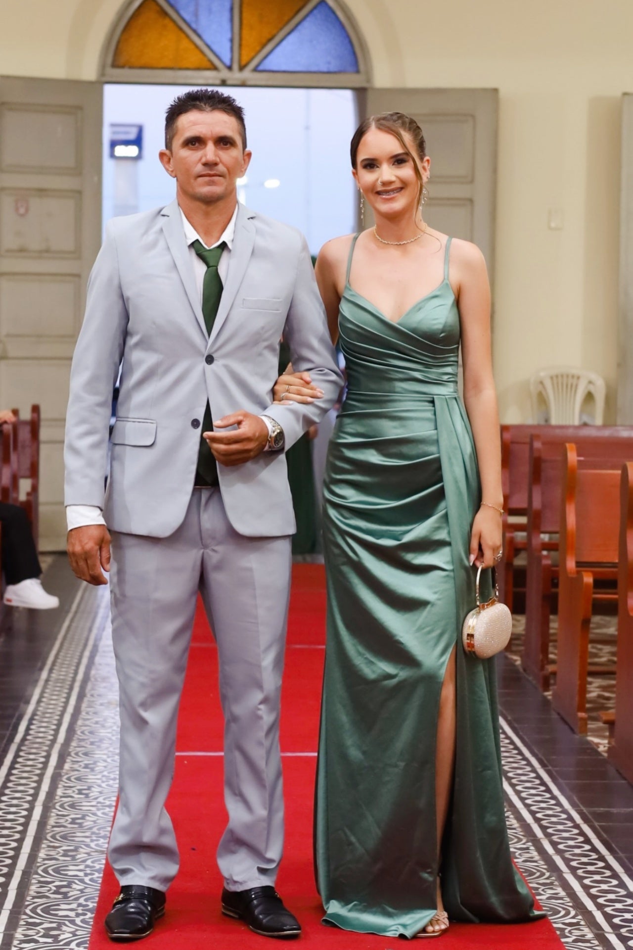 Teal Spaghetti Strap V-Neck Slit Mermaid Long Dress