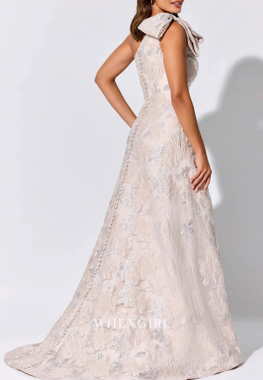 Elegant Bows One-Shoulder Mermaid Sweep Train Pleated Evening Dresses
