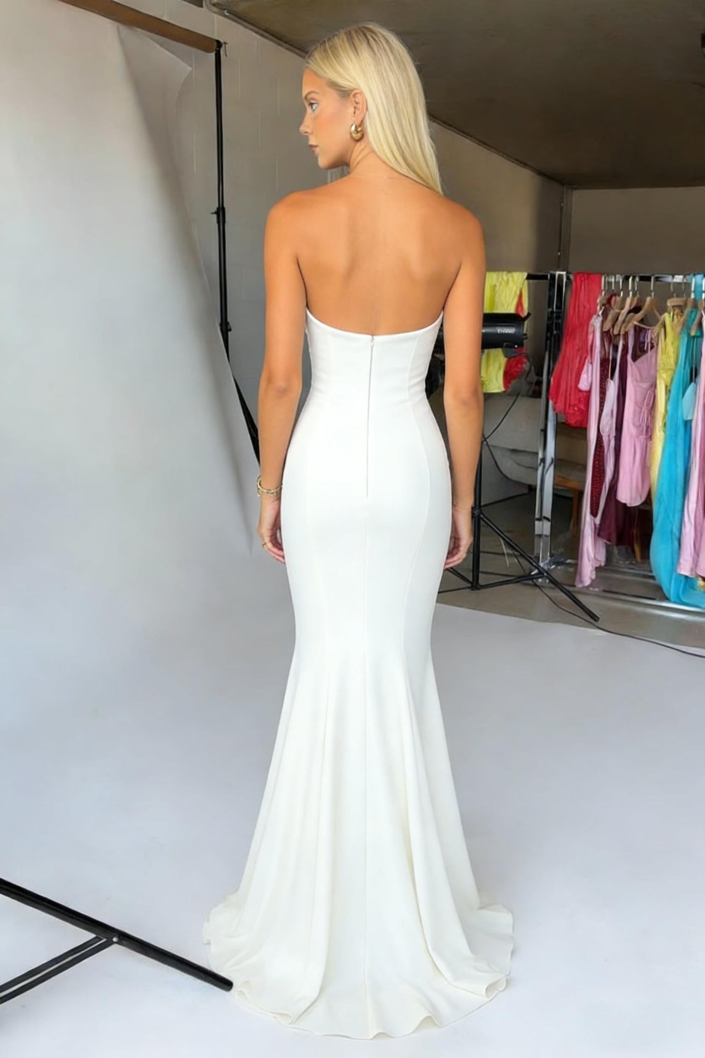 Elegant Floral Sequin Strapless Prom Dress with Pink and White Detailing