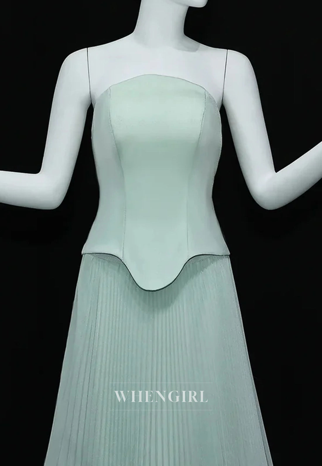 A-Line Tube Top 3D Flower Pleated Court Train Evening Formal Dress
