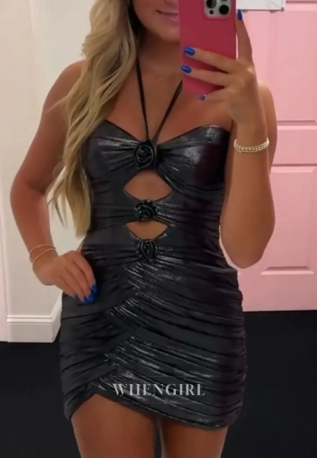 Sheath Sweetheart Sleeveless Pleated Cut Outs Back Zipper Short Homecoming Dress