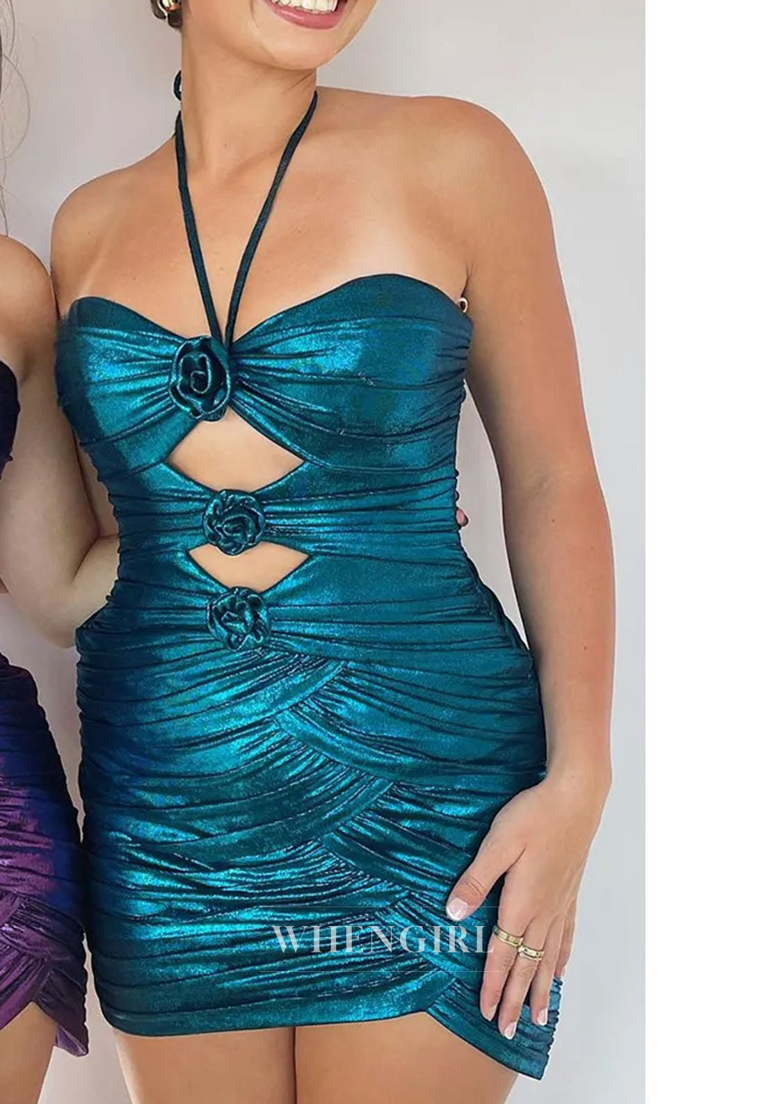 Sheath Sweetheart Sleeveless Pleated Cut Outs Back Zipper Short Homecoming Dress