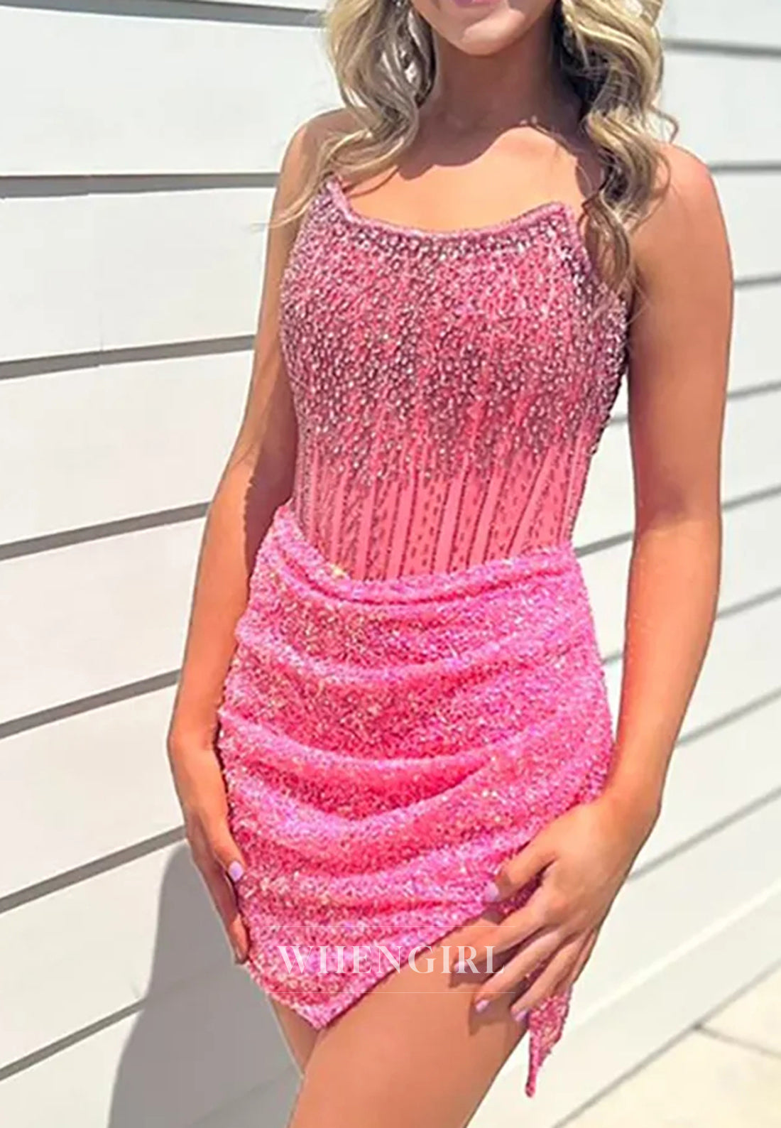 Sleeveless Strapless Side Slit Beaded Pleated Sheath Homecoming Dress