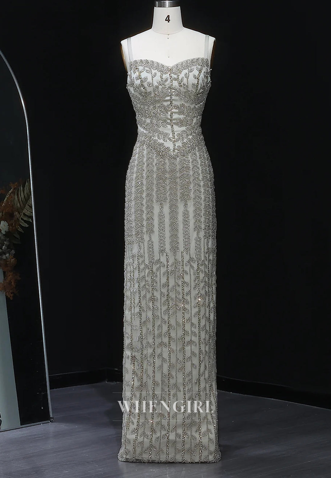 Sheath Sweetheart Sleeveless Beaded Back Zipper Vine Floor Length Formal Evening Gown