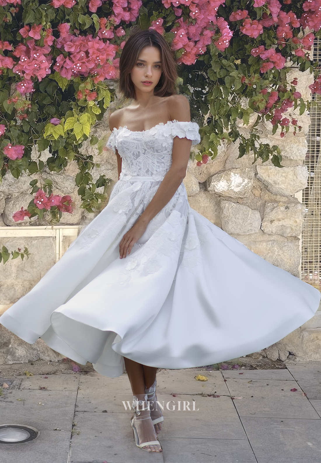 Off-Shoulder A-Line Sleeveless Ankle-Length Satin Beach Wedding Dress WhenGirl Off-Shoulder A-Line Sleeveless Ankle-Length Satin Beach Wedding Dress WhenGirl