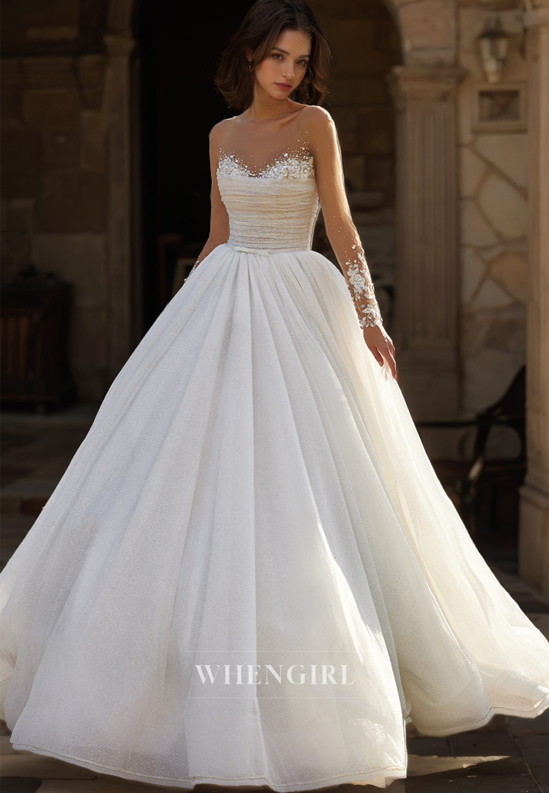 ruched lace wedding dress Sleeveless Ruched Backless Court Train Rustic Wedding Dress WD141 US4 / Ivory