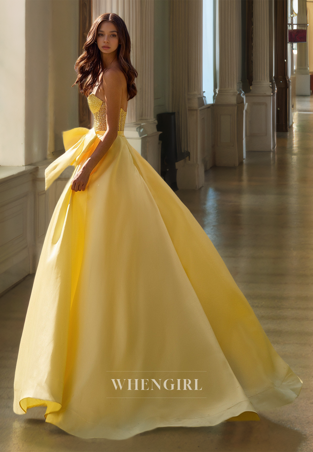 A-Line Sweetheart Sleeveless Stripe Bows Pleats Satin Prom Dress Evening Gowns with Beads