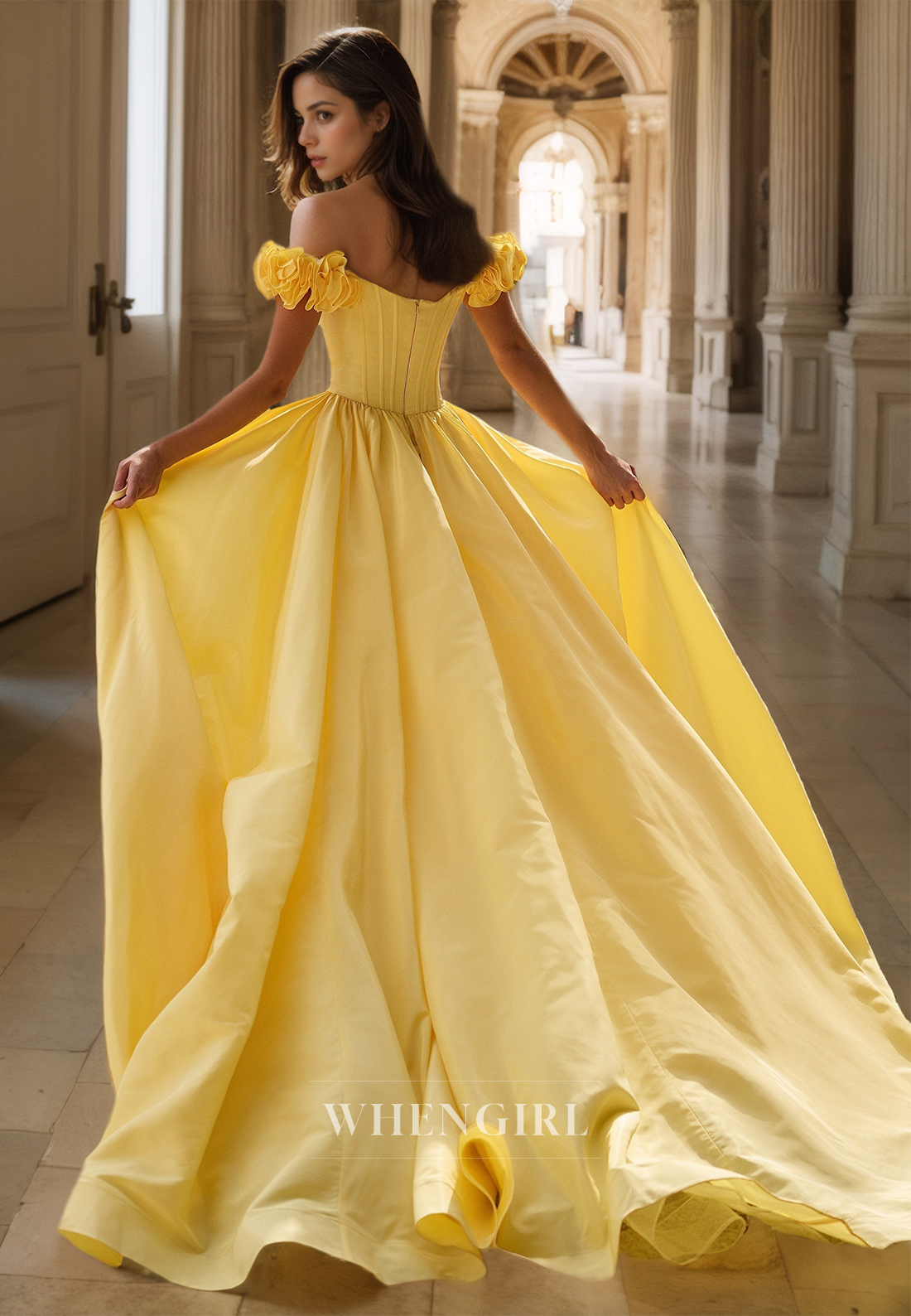 Off-Shoulder Sleeveless Sheath Stripe Floral Embossed Prom Dress Formal Gown with Overskirt