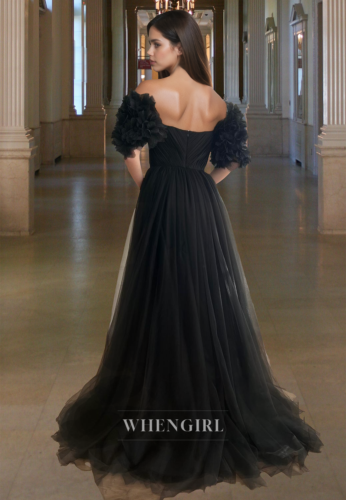 Elegant A-Line Sleeves Sweetheart Long Pleated Lace Formal Prom Dress with Slit
