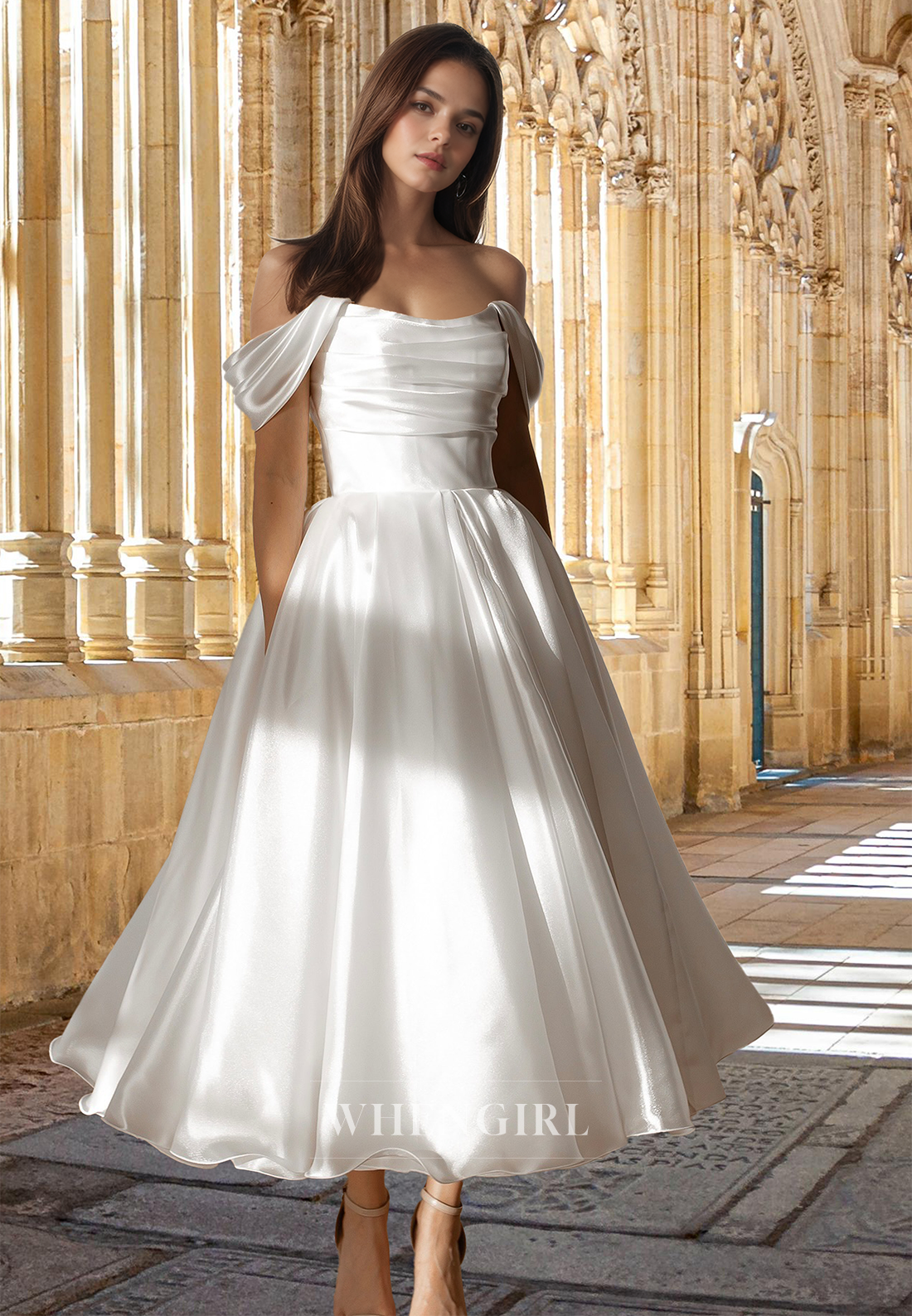 Elegant Tube Top A-Line Sleeveless Pleated Tulle Long Beach Wedding Dr WhenGirl Elegant Tube Top A-Line Sleeveless Pleated Tulle Long Beach Wedding Dr WhenGirl