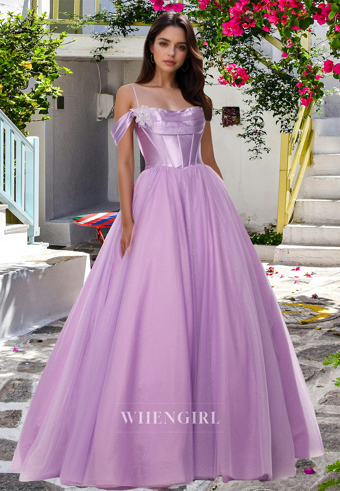Striking Spaghetti Straps A-Line Appliques Glitter Ball Gowns Evening Prom Dress with Beads