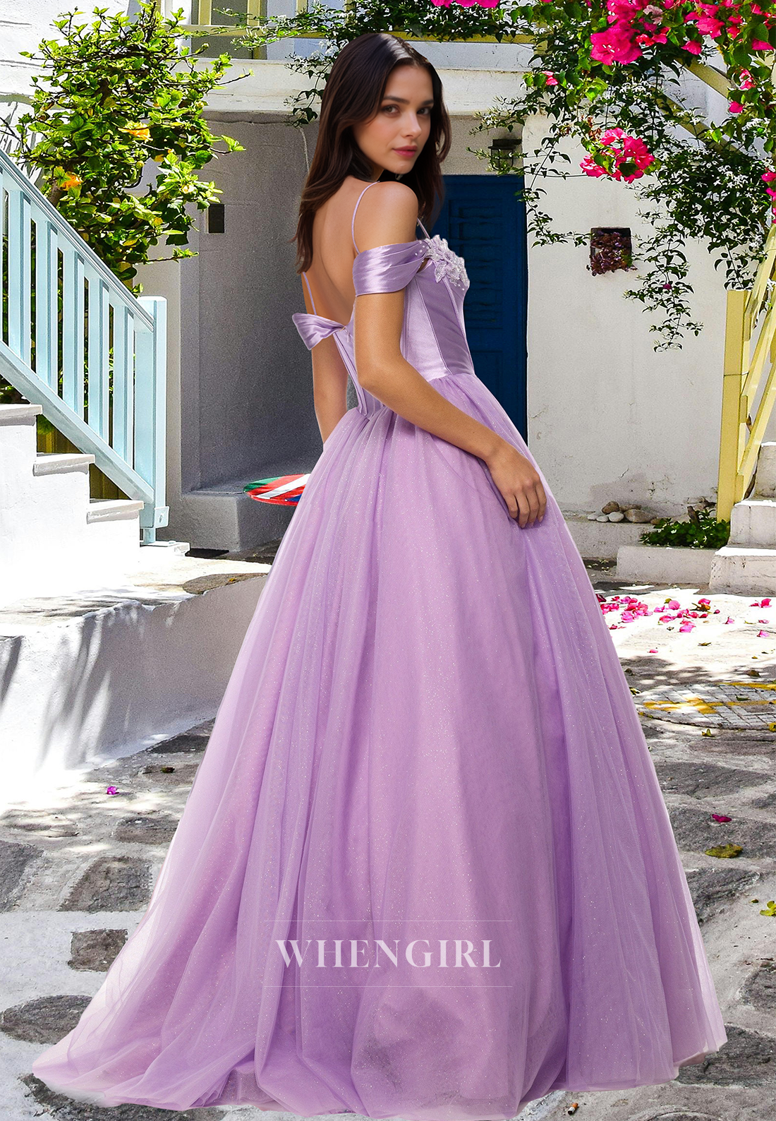 Striking Spaghetti Straps A-Line Appliques Glitter Ball Gowns Evening Prom Dress with Beads