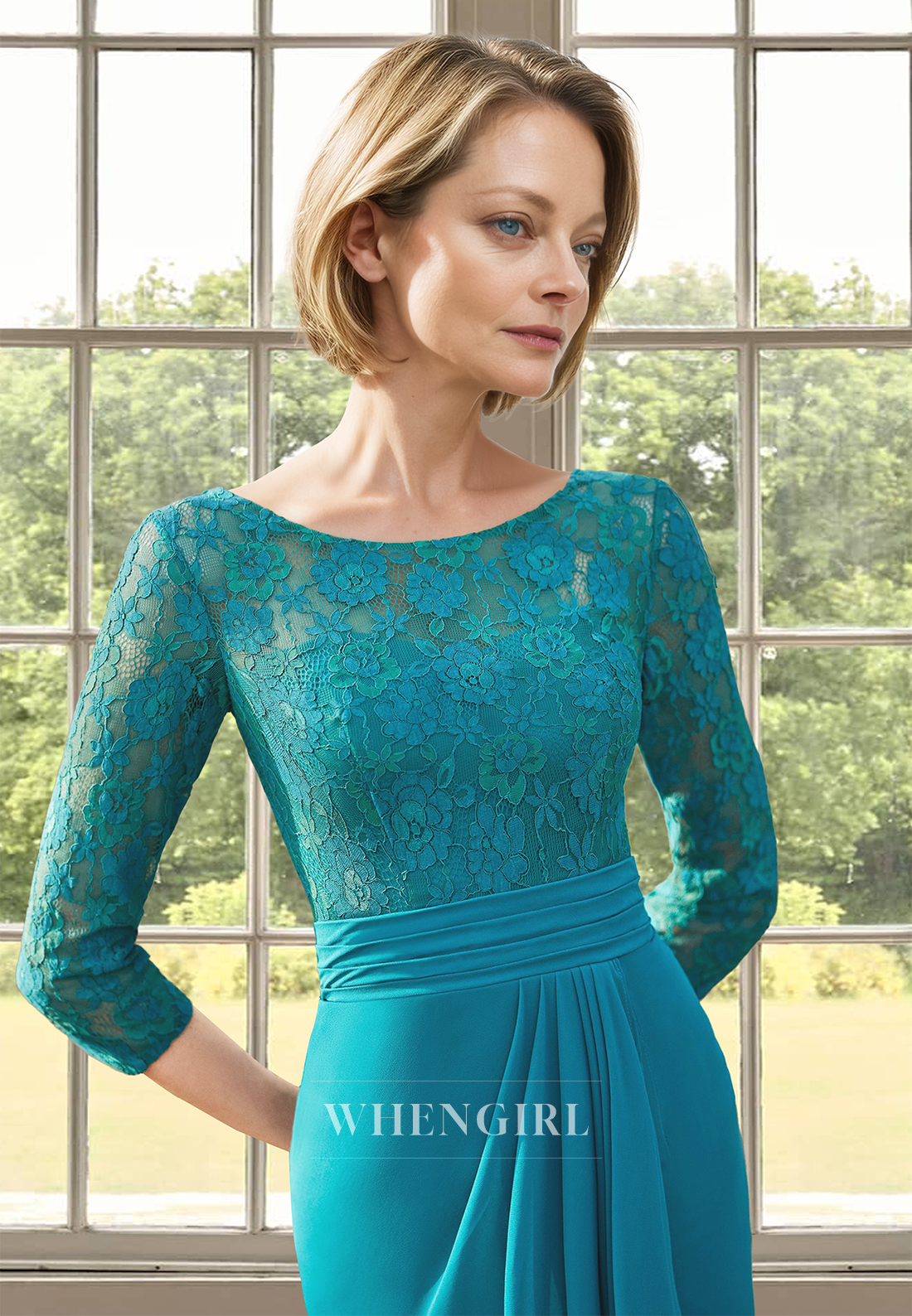 Graceful Scoop Neck Sheath Cocktail Gowns Half Sleeves Long Satin Mother of Groom with Applique