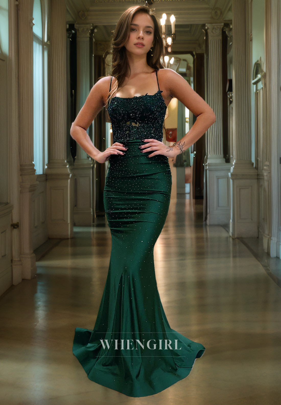 Sheath Strapless Straps Sleeveless Open Back Beaded Long Party Prom Dress