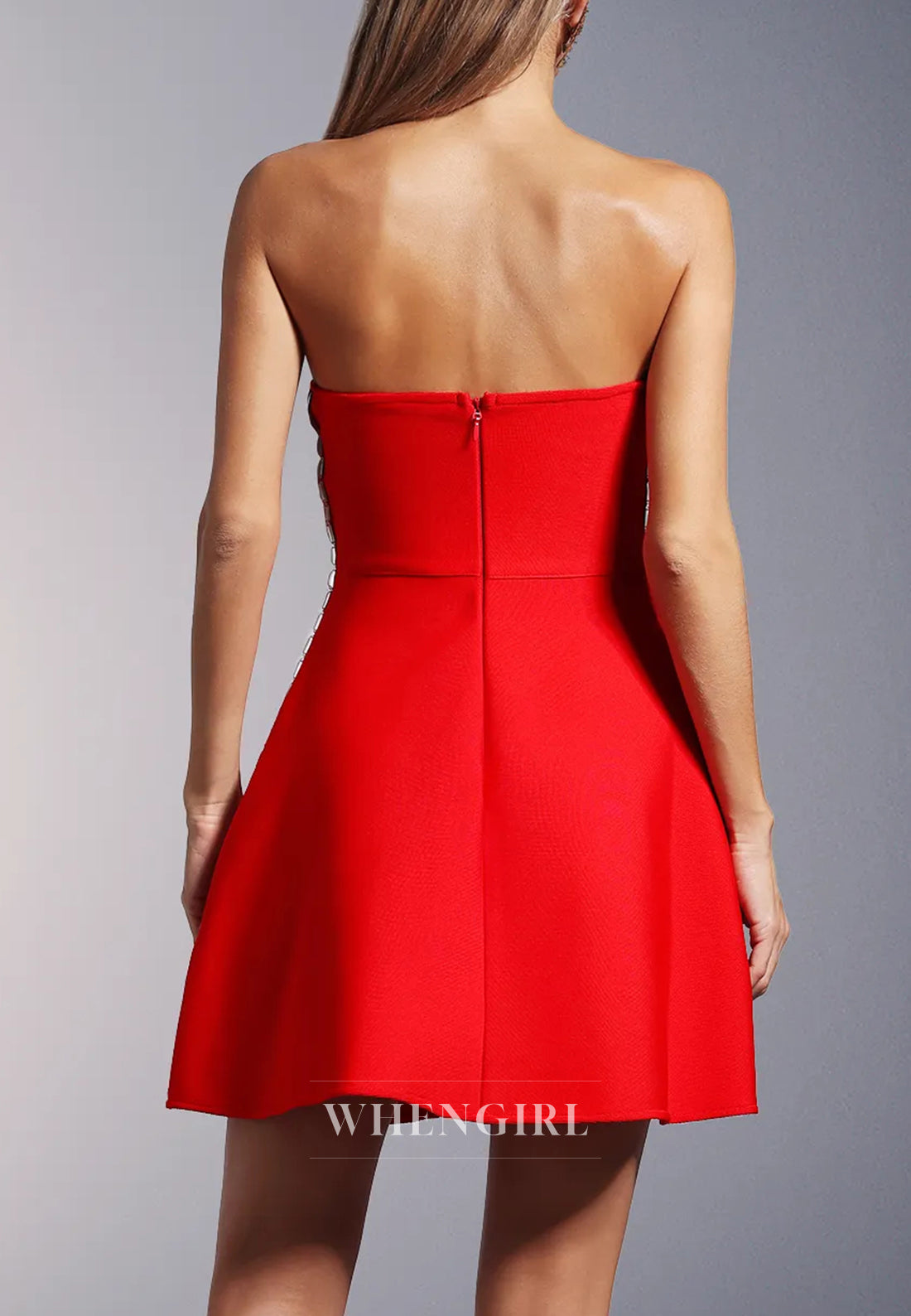 Red Rhinestone Beading Sweetheart Sleeveless A-Line Short Homecoming Dress