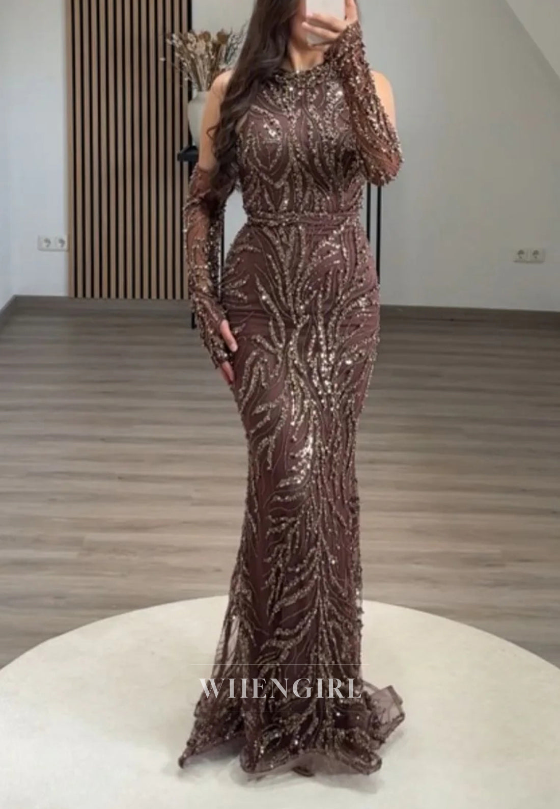 Mermaid Halter Beaded Back Zipper Sweep Train Formal Evening Dress with Gloves