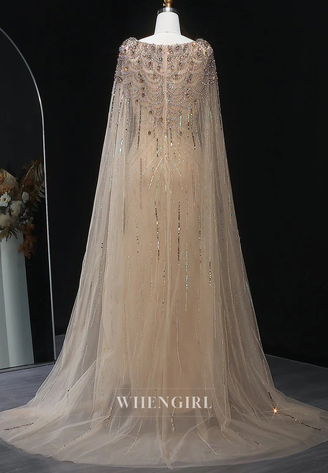Sheath Floor Length Long Sleeves Bateau Neck Rhinestones Formal Evening Dress