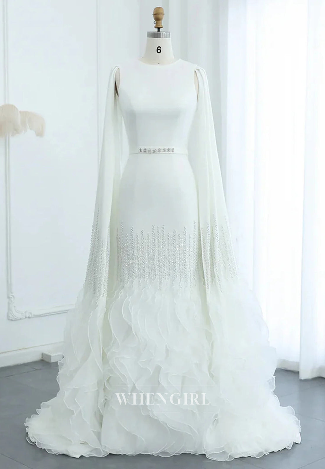 Sheath Bateau Neck Long Sleeves Beaded Ruffles Back Zipper Evening Formal Dress