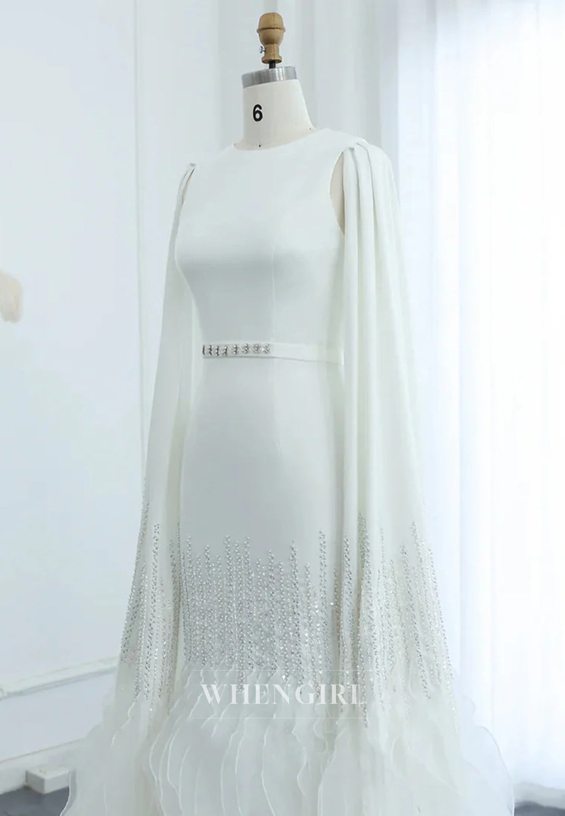 Sheath Bateau Neck Long Sleeves Beaded Ruffles Back Zipper Evening Formal Dress