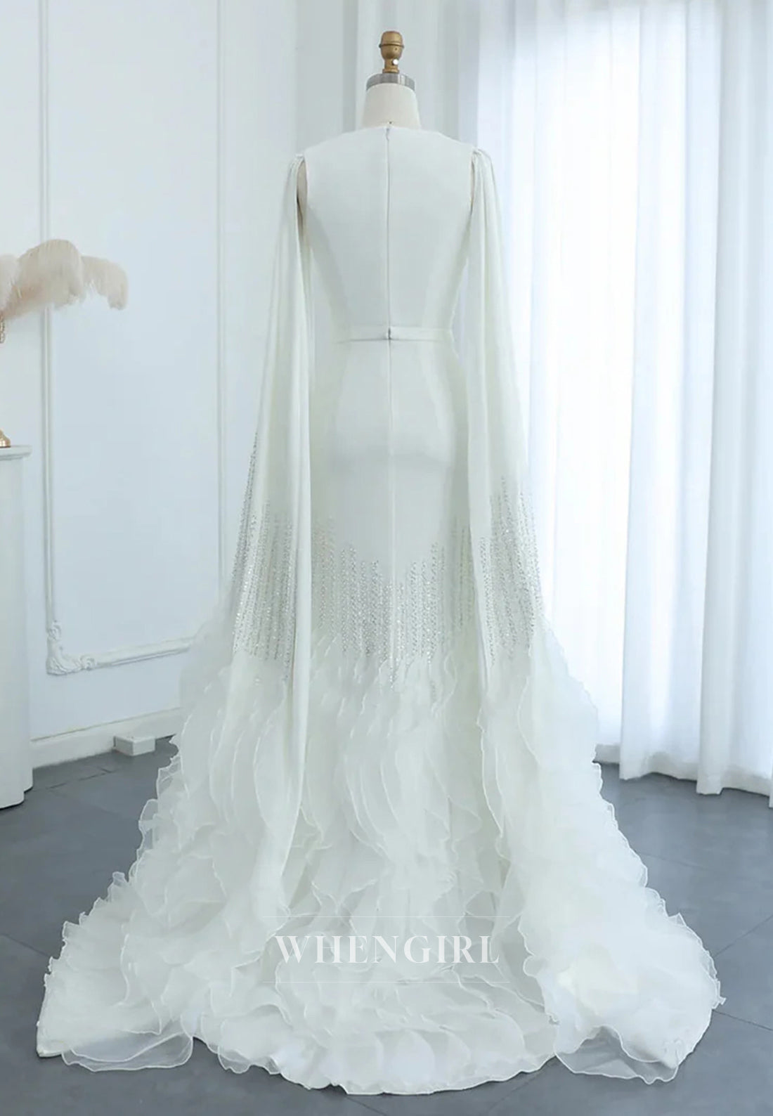 Sheath Bateau Neck Long Sleeves Beaded Ruffles Back Zipper Evening Formal Dress