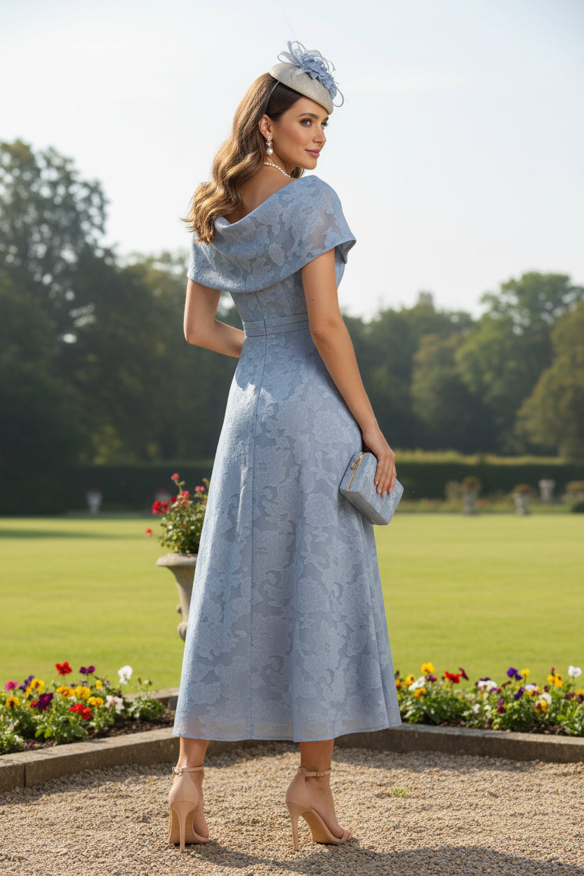 A-Line/Princess Off-the-Shoulder Chiffon Mother of the Bride Dresses Lace Ankle-Length Short Sleeves