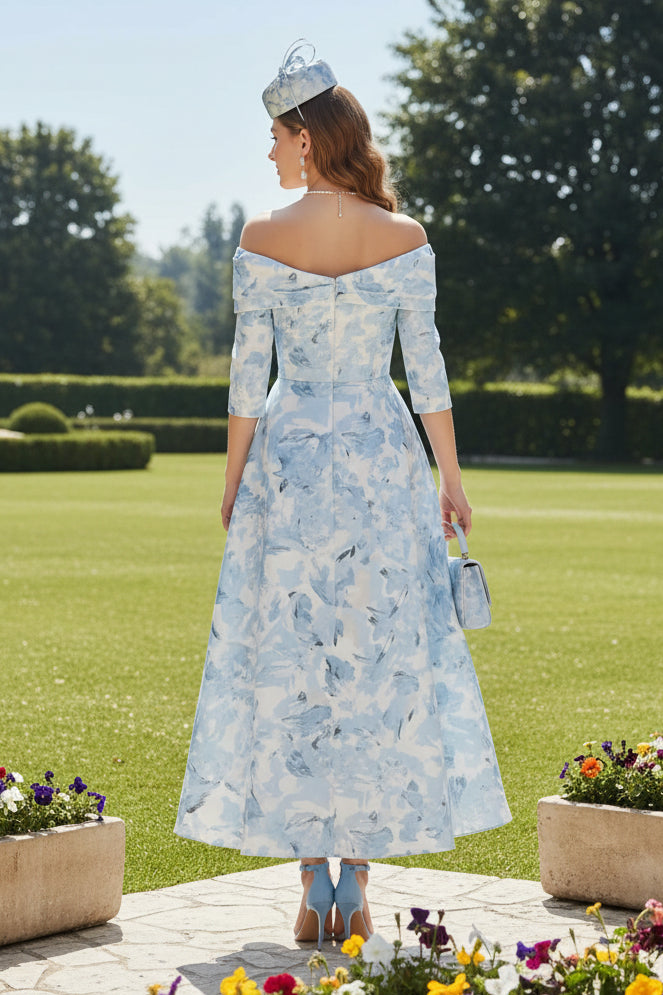 A-Line/Princess Off-the-Shoulder Mother of the Bride Dresses Printed Satin Ankle-Length Sleeveless Floral