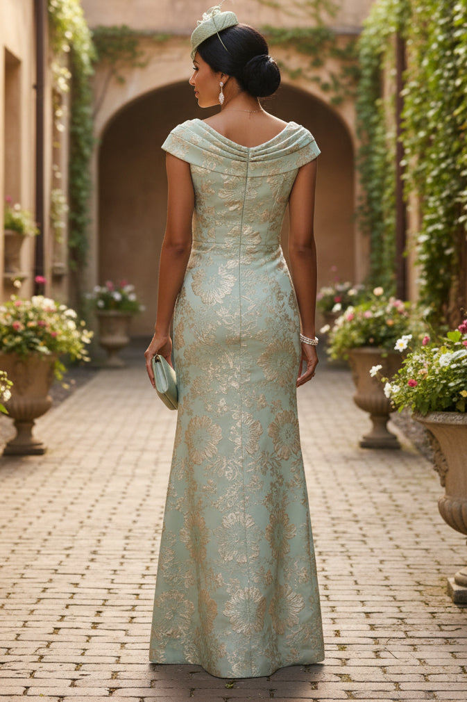 Sheath/Column Cowl Neck Jacquard Mother of the Bride Dresses Floral Floor-Length Sleeveless