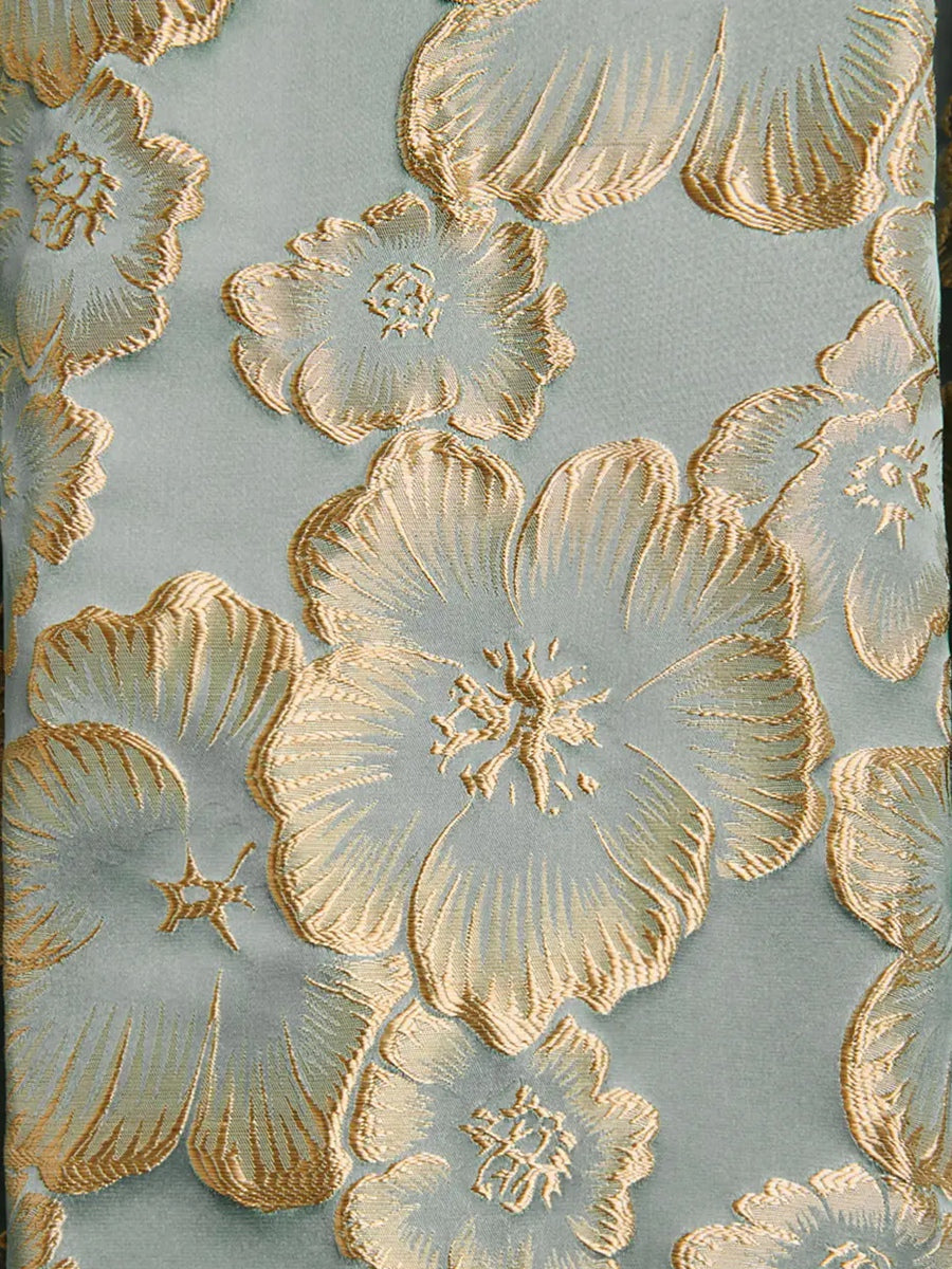 A-Line/Princess Scoop Jacquard Plus Size Mother of the Bride Dresses 3/4 Sleeves Ankle-Length Floral