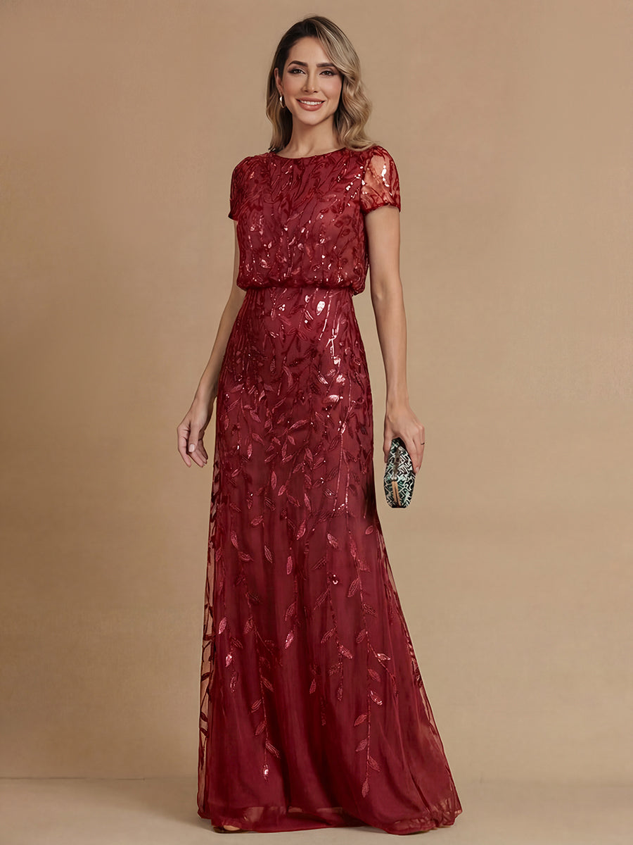 A-Line/Princess Scoop Neck Short Sleeves Mother of the Bride Dresses