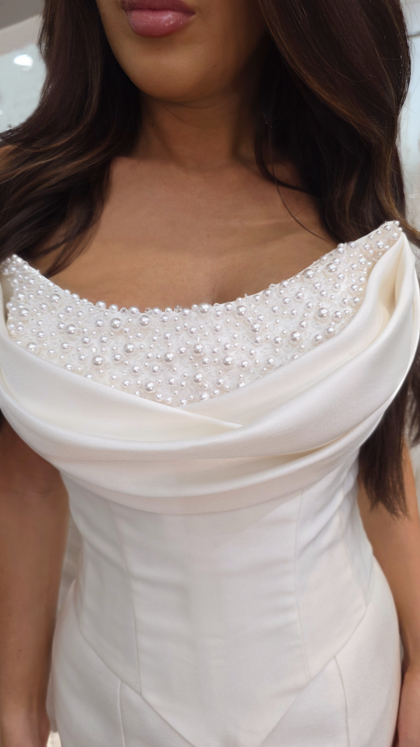 Mermaid Scoop Neck Satin Beaded Wedding Dress