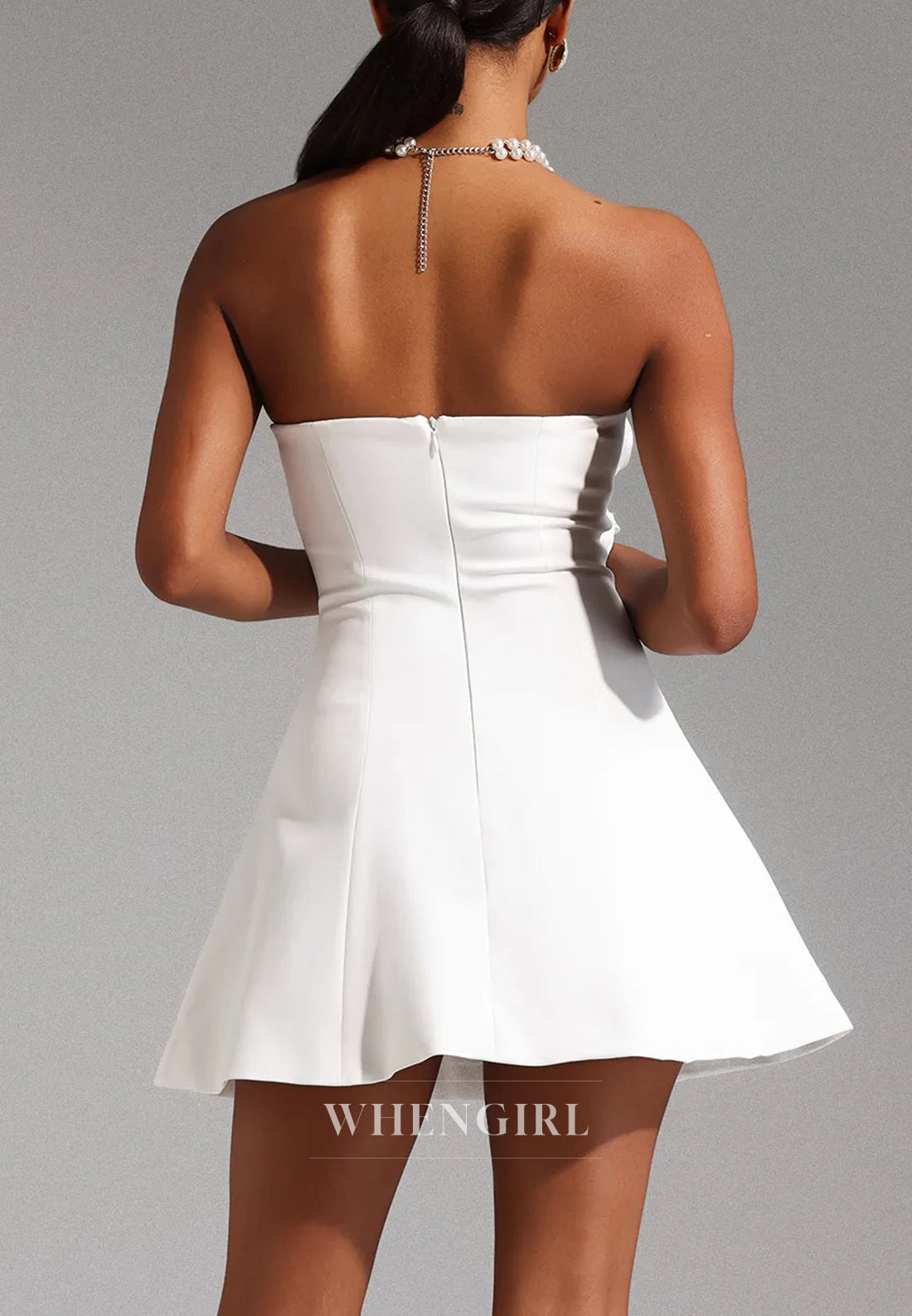 White Tube Top Sleeveless Flowers Tassels Back Zipper A-Line Short Homecoming Dress