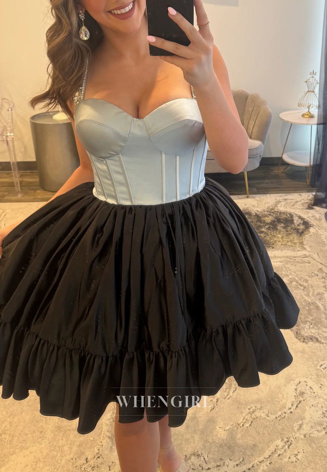 A-Line Beaded Straps Sweetheart Sleeveless Ruffels Short Homecoming Dress