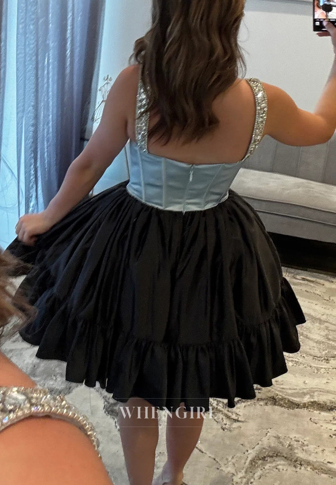 A-Line Beaded Straps Sweetheart Sleeveless Ruffels Short Homecoming Dress