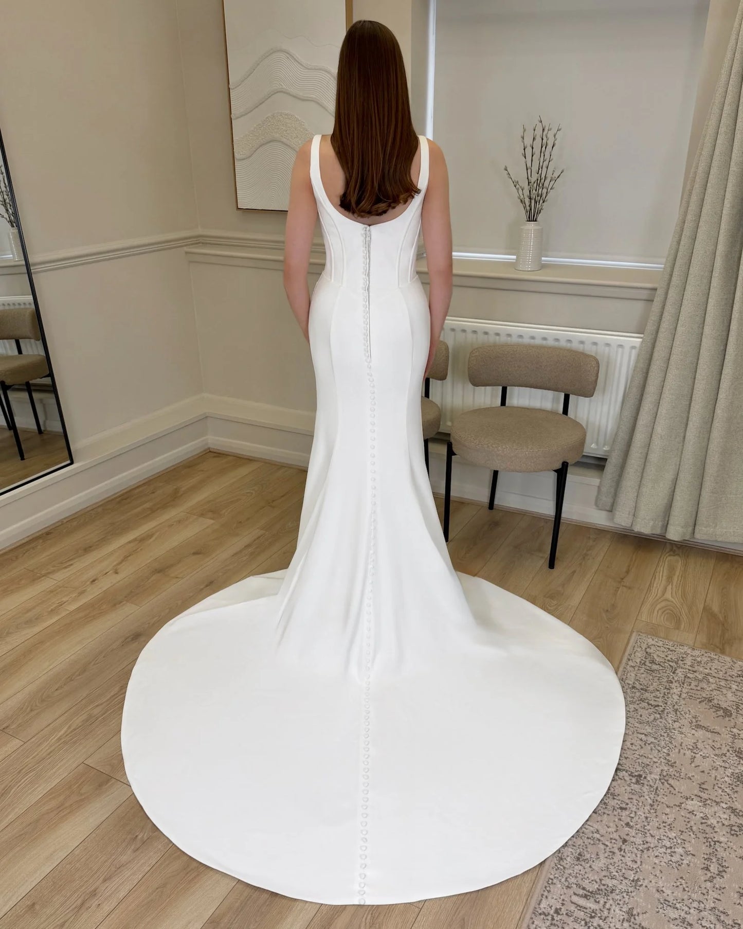 Mermaid Square Neck Sleeveless Ruched Wedding Dress