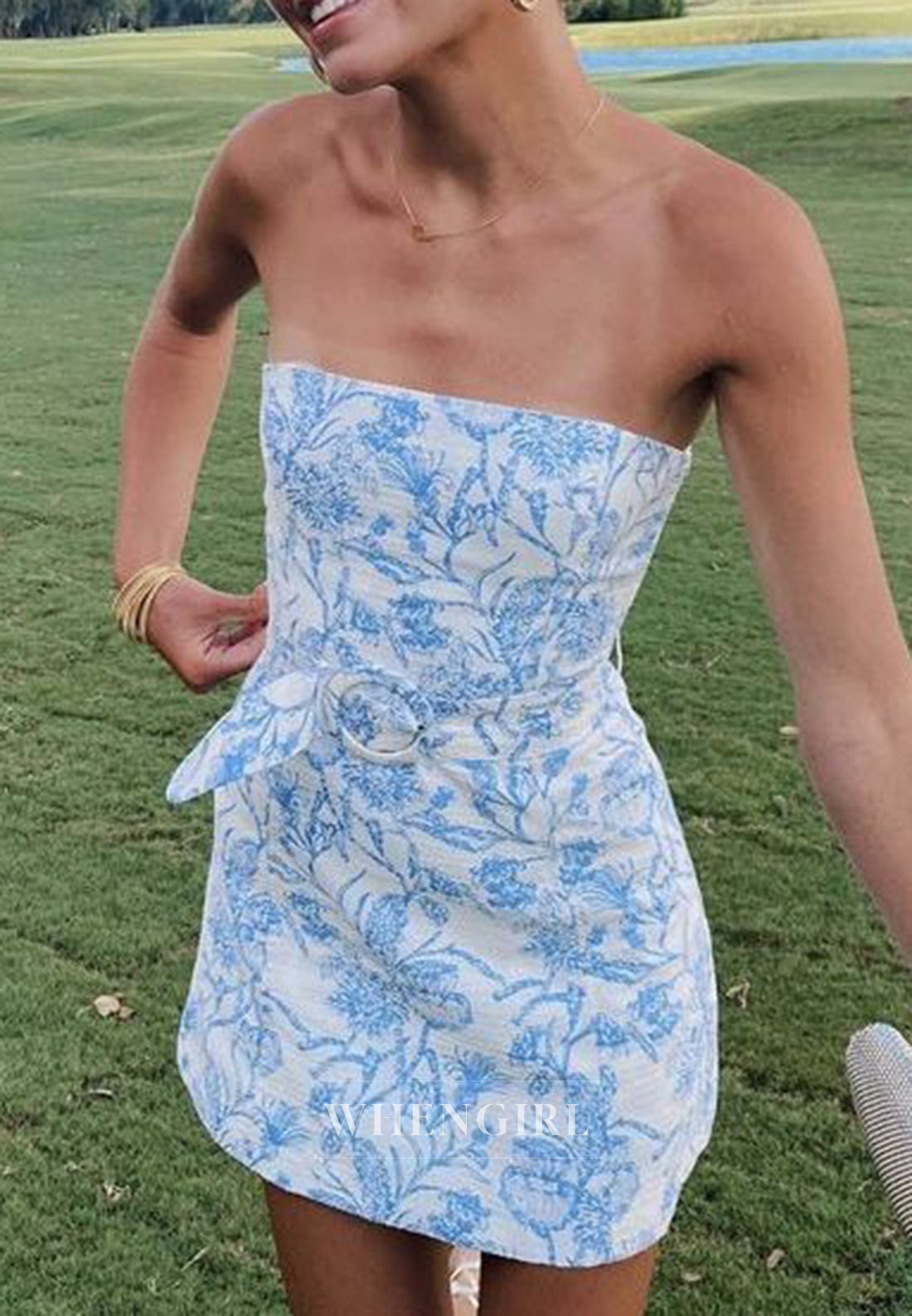 Sheath Tube Top Sleeveless Floral Strapless Homecoming Dress