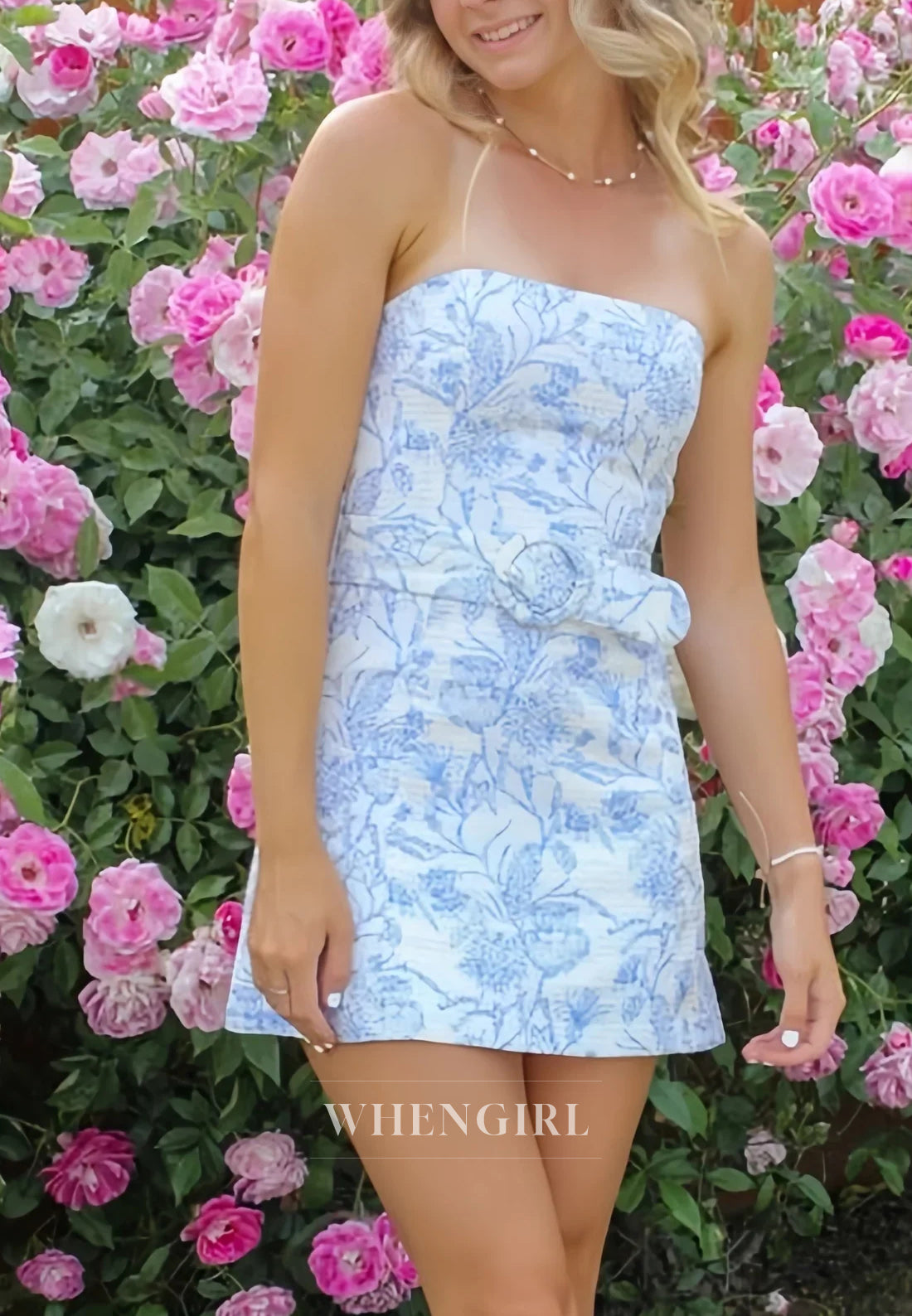 Sheath Tube Top Sleeveless Floral Strapless Homecoming Dress