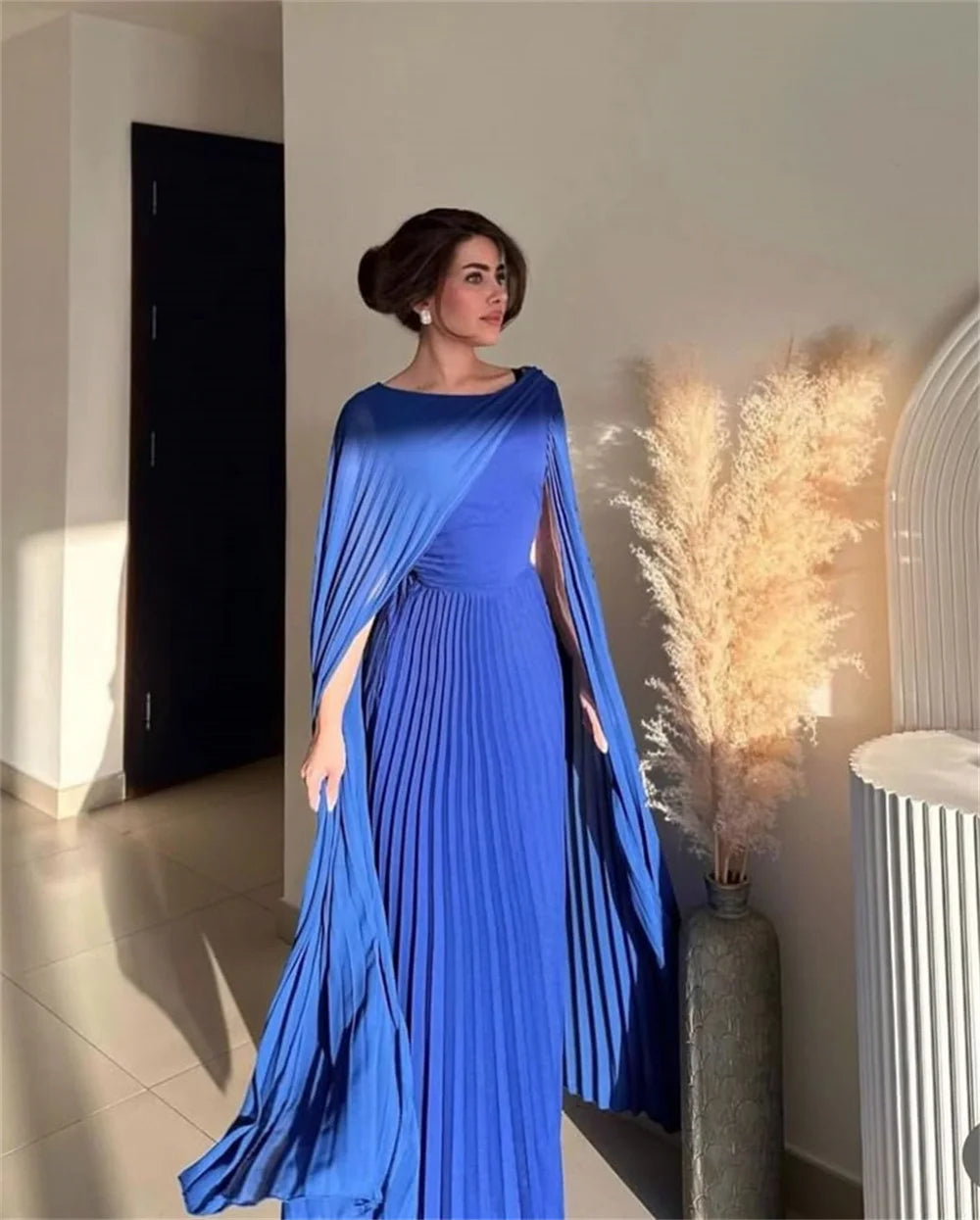 Scoop Neck With Shawl Draped Mother Of The Bride Dresses A-line Floor- WhenGirl Scoop Neck With Shawl Draped Mother Of The Bride Dresses A-line Floor- WhenGirl