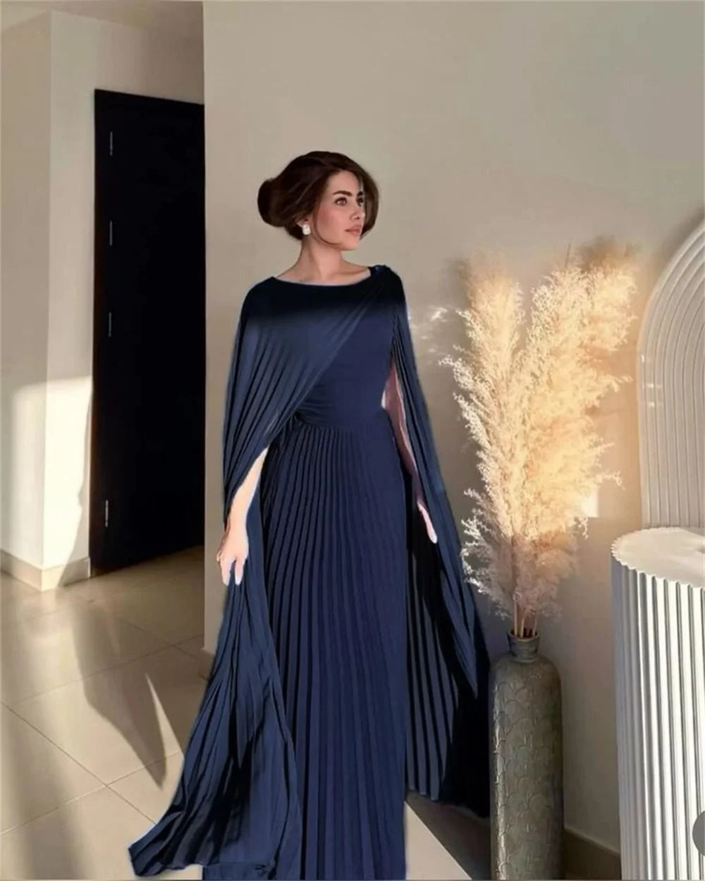 Scoop Neck With Shawl Draped Mother Of The Bride Dresses A-line Floor-length Formal Evening Dress