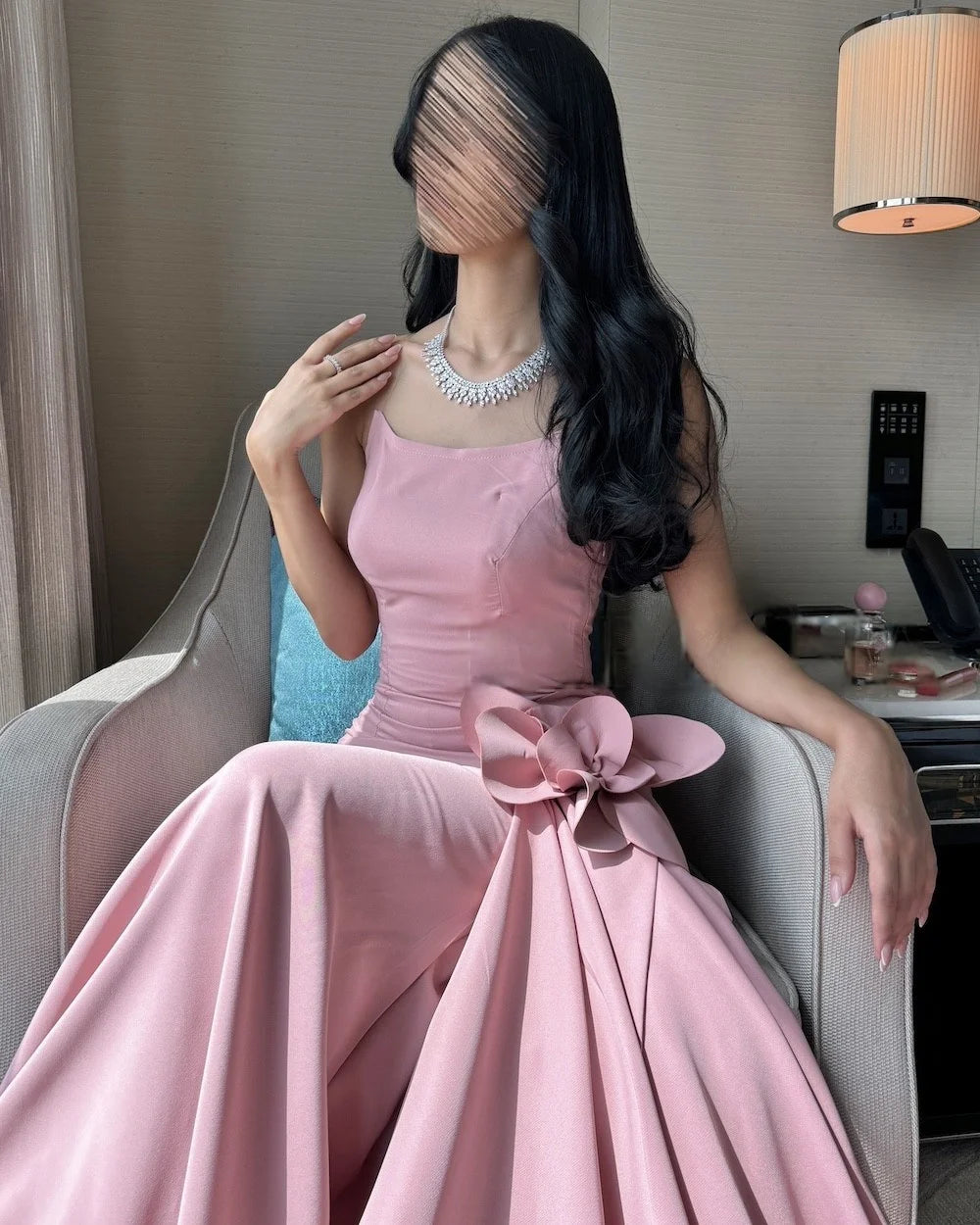 Strapless 3D Flowers Mermaid Prom Dress Elegant Sleeveless Floor-length Evening Dresses