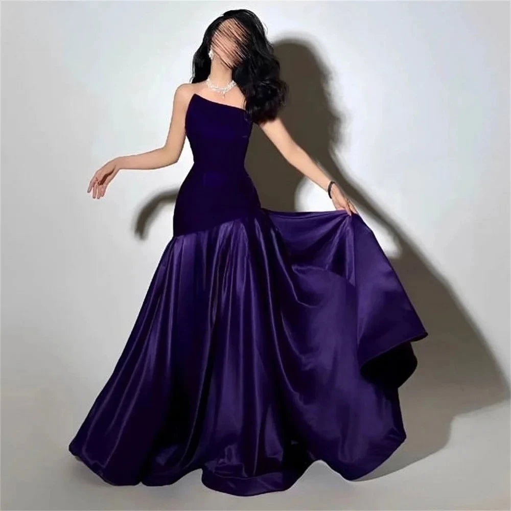 Purple Velvet Satin Formal Evening Dresses Customized Mermaid Arabia F WhenGirl Purple Velvet Satin Formal Evening Dresses Customized Mermaid Arabia F WhenGirl