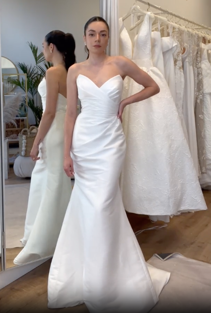 Sweetheart Sleeveless Sheath Wedding Gown with Overskirt