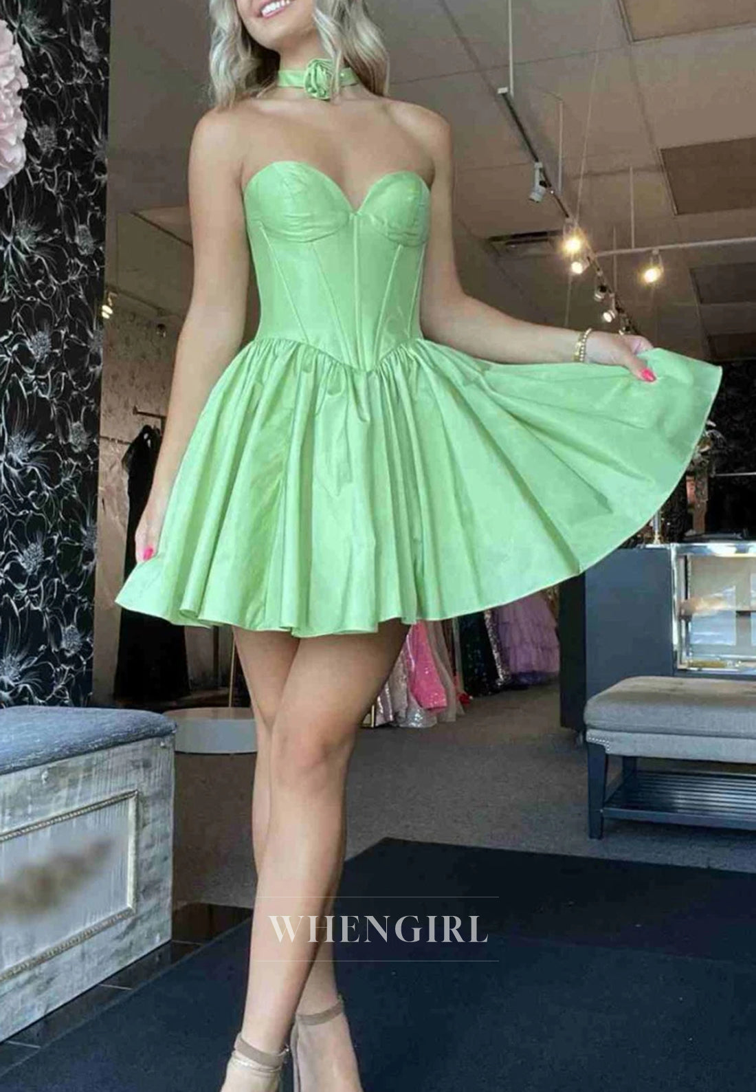 A-Line Sweetheart Strapless Sleeveless Homecoming Dress