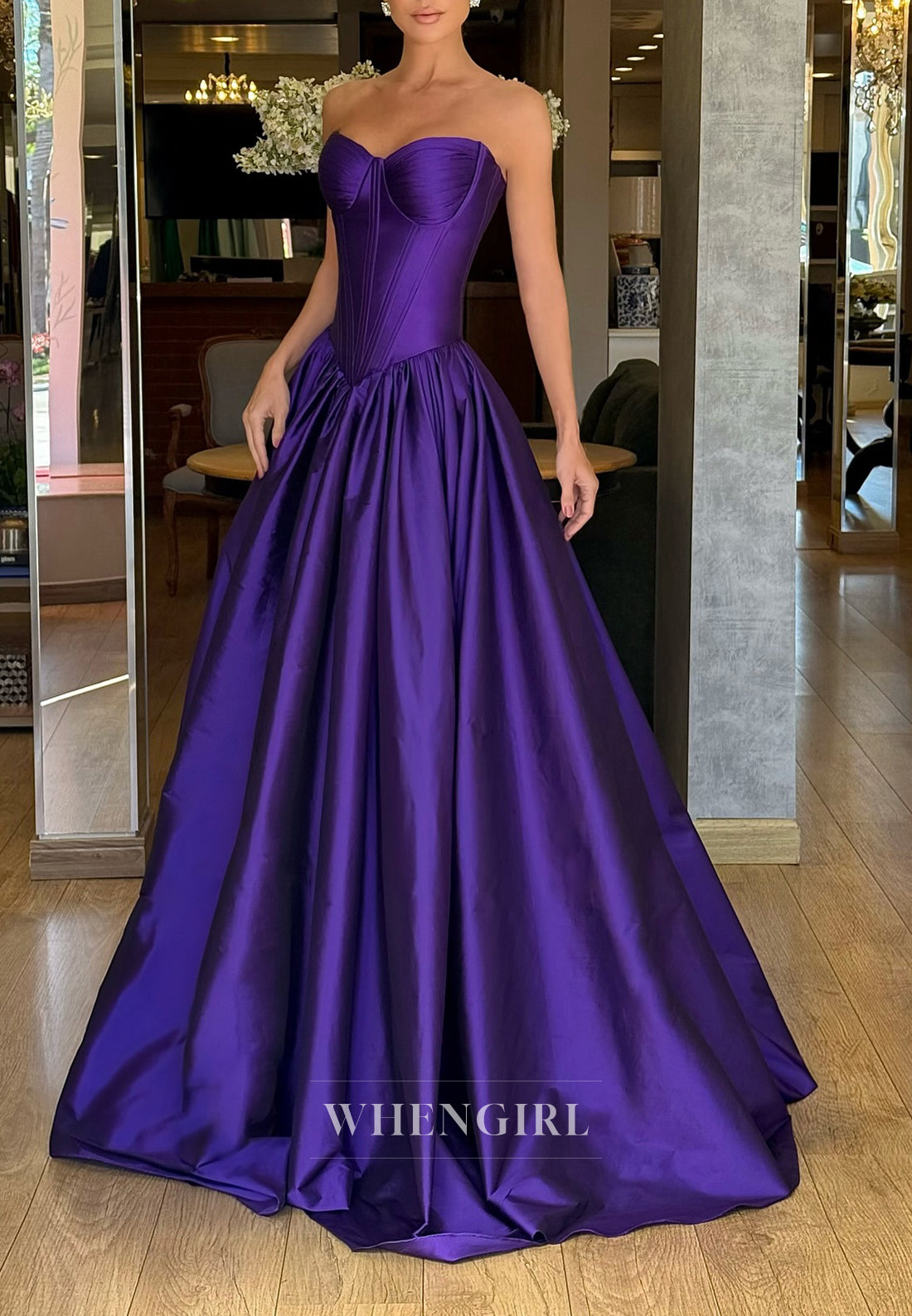 Regency Sweetheart Sleeveless Satin A-Line Back Zipper Evening Dress