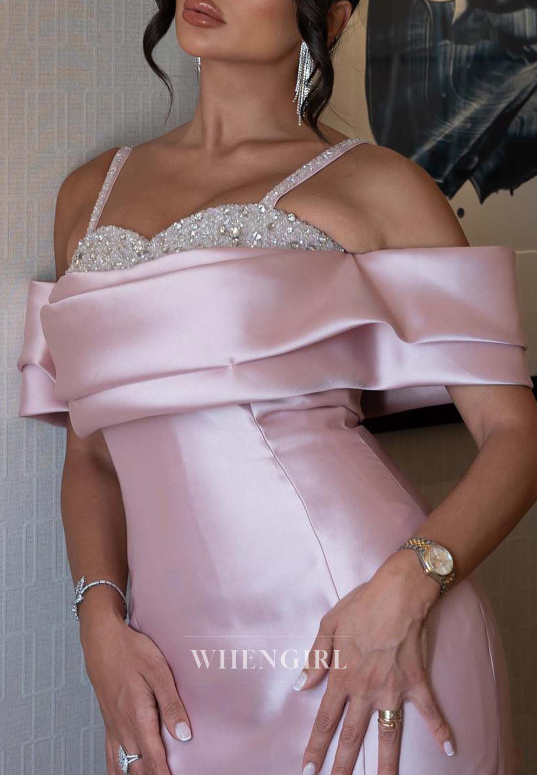 Pale Blush Sleeveless Sweetheart Formal Dress Back Zipper Satin Mermaid Evening Gown