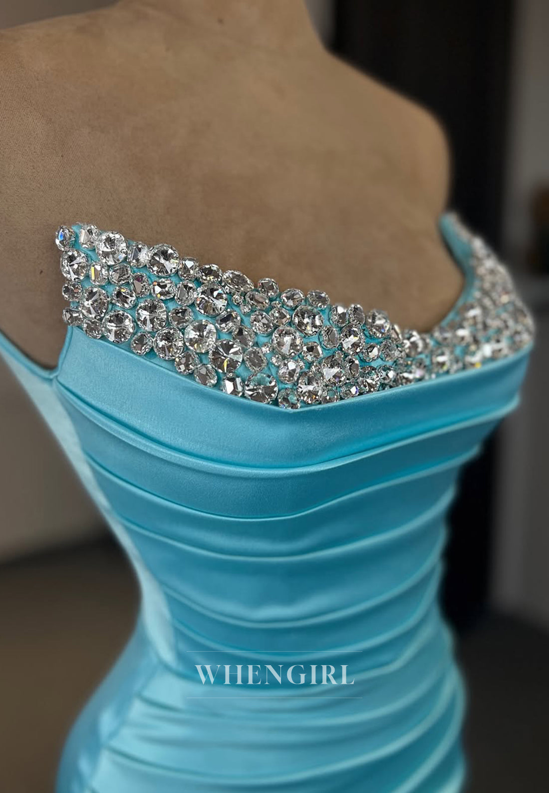 Elegant Beaded Sweetheart Sheath Prom Dresss Sleeveless Satin Party Gown with Slit