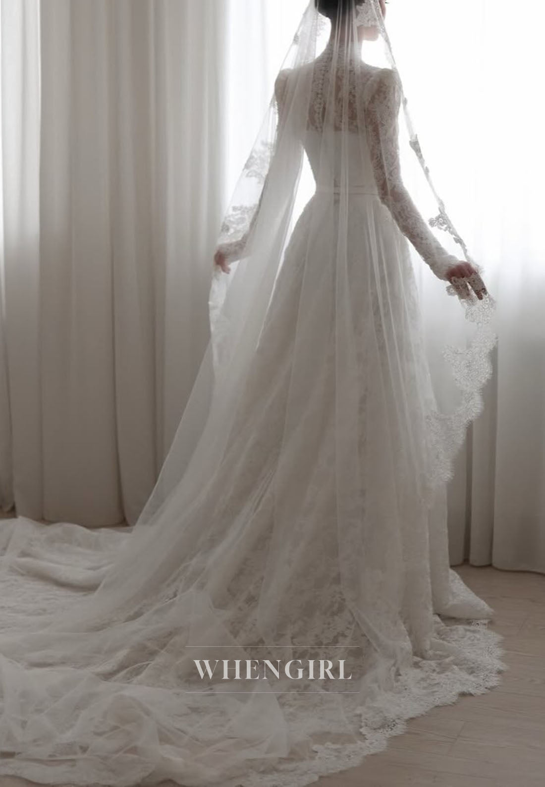 High Neck Lace A-Line Wedding Dress