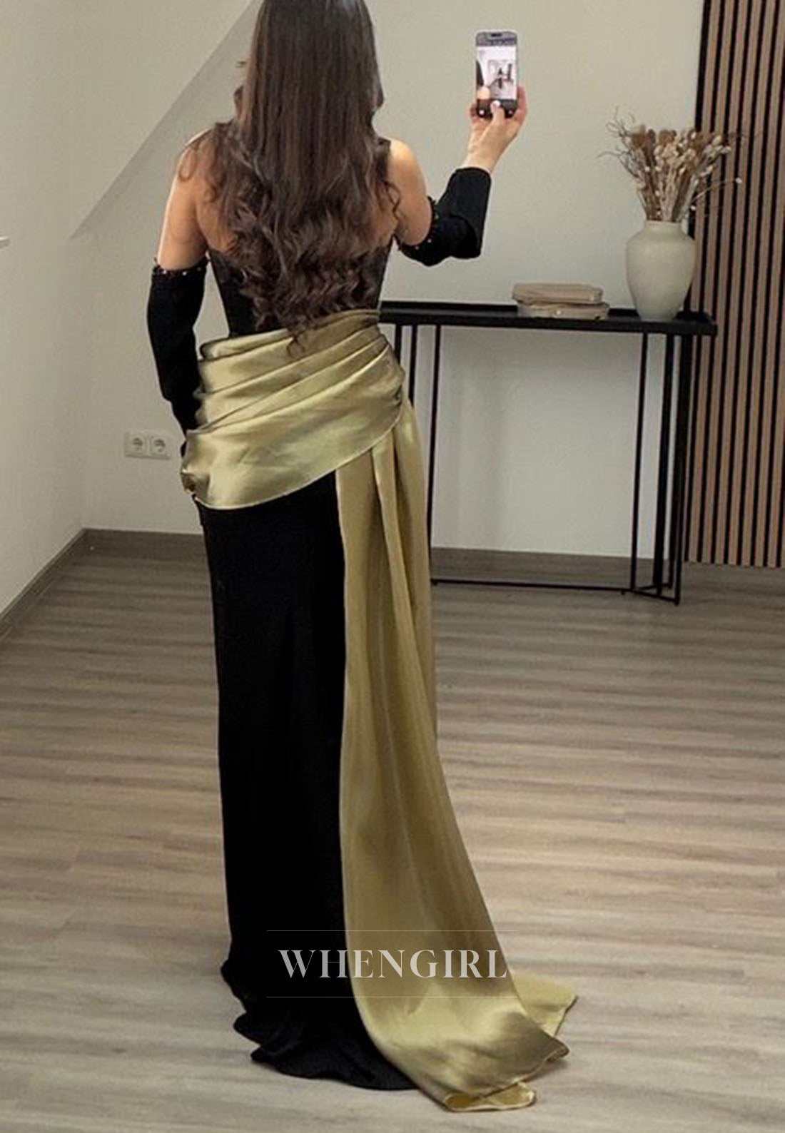 Off Shoulder Mermaid Gown with Draped Overskirt