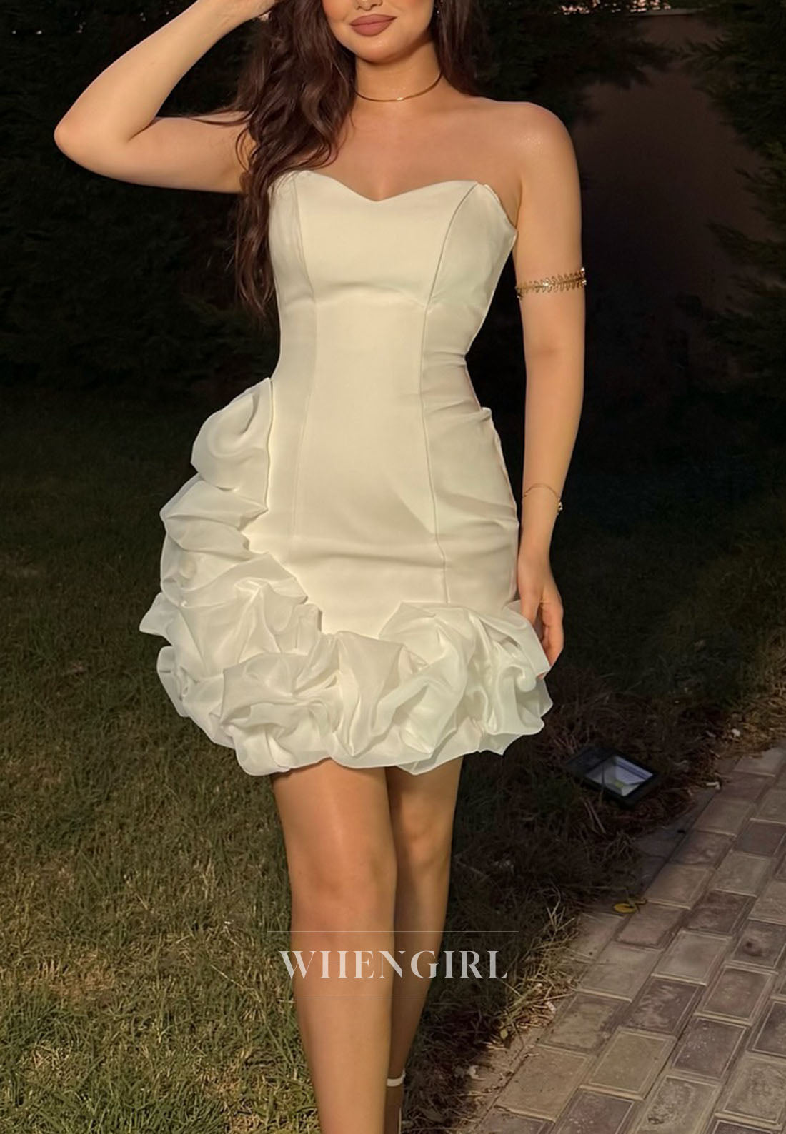 Strapless Sweetheart Ruffled Corset Mini Dress