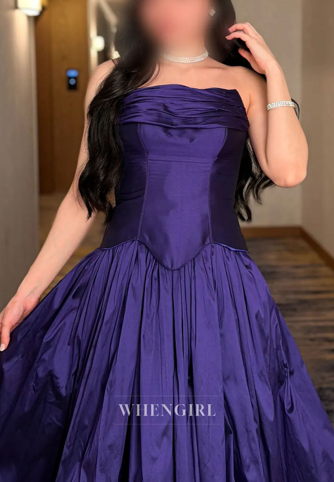 Strapless Basqued Bodice Pleated Ball Gown